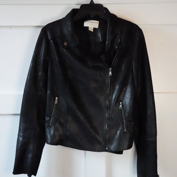 Anthropologie Jackets & Blazers - Anthropologie, Marrakech, Faux Suede Moto Asymmetrical Zipper Jacket, Black